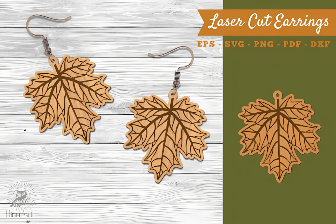 autumn leaves silhouette laser cut earring designs
