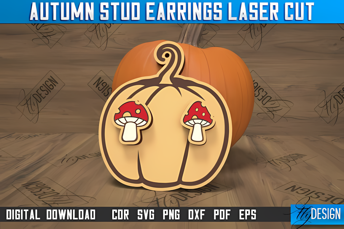 autumn stud earrings acrylic jewelry design dxf