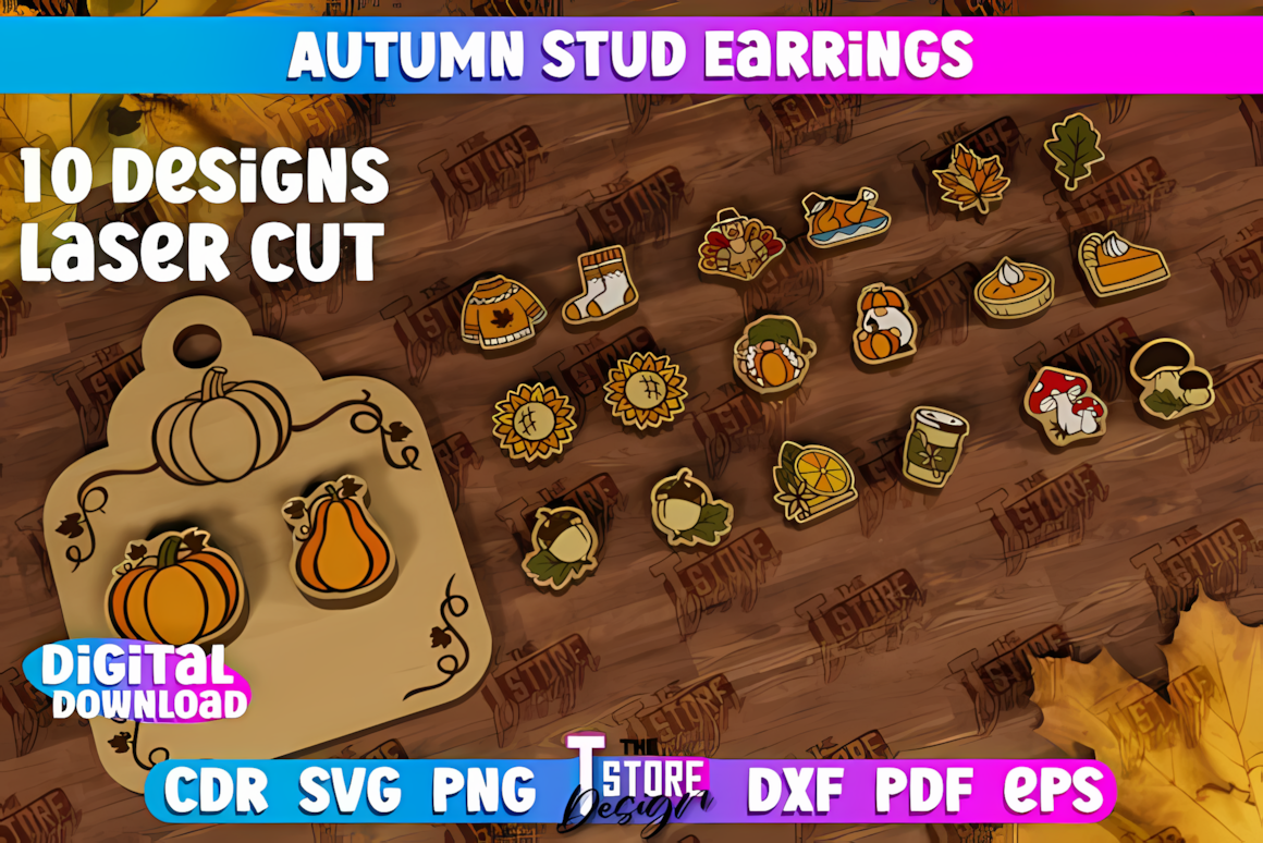 minimalist autumn stud earrings laser cut tool
