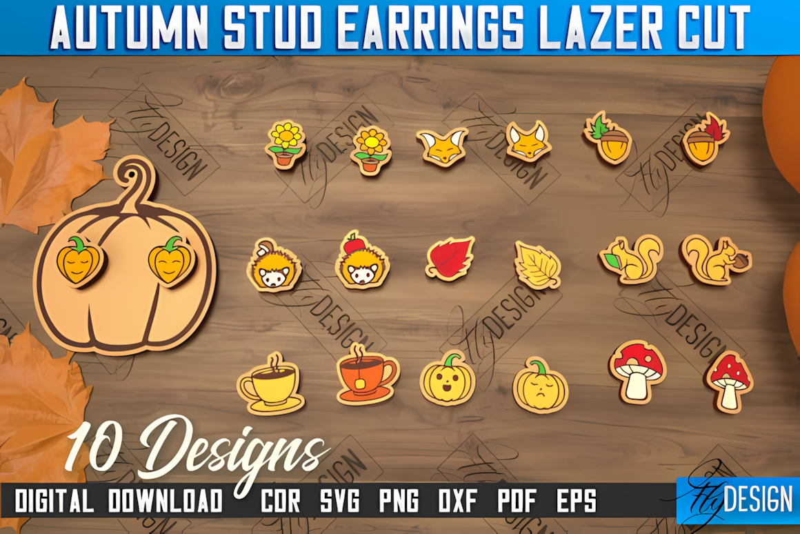 autumn teardrop earring laser cut pack