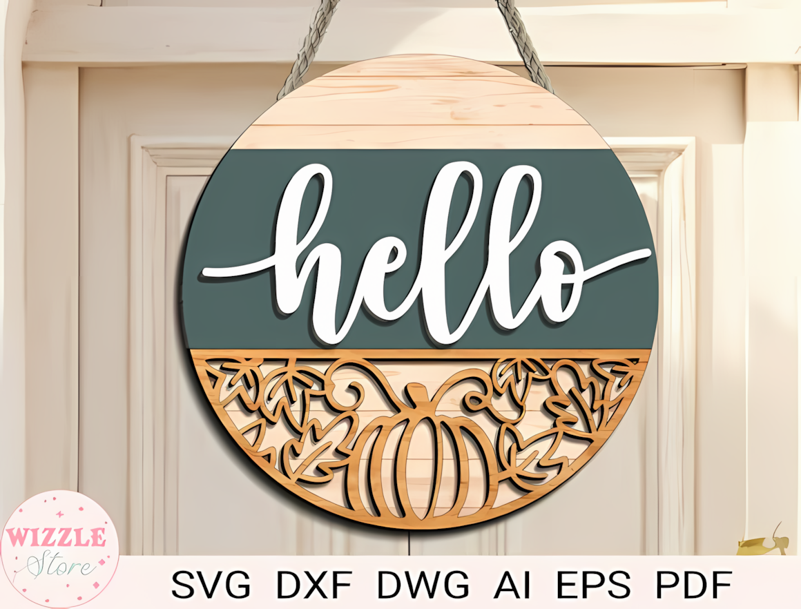 autumn welcome sign laser cut file