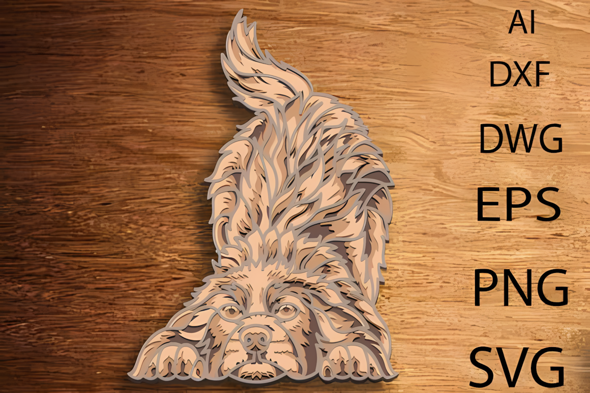 Border Collie dog multilayer laser cut svg wall art design