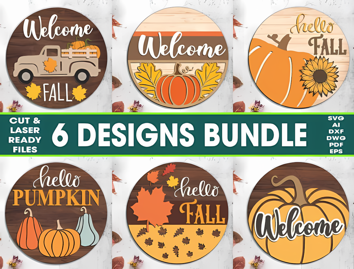 bundle hello fall porch sign laser