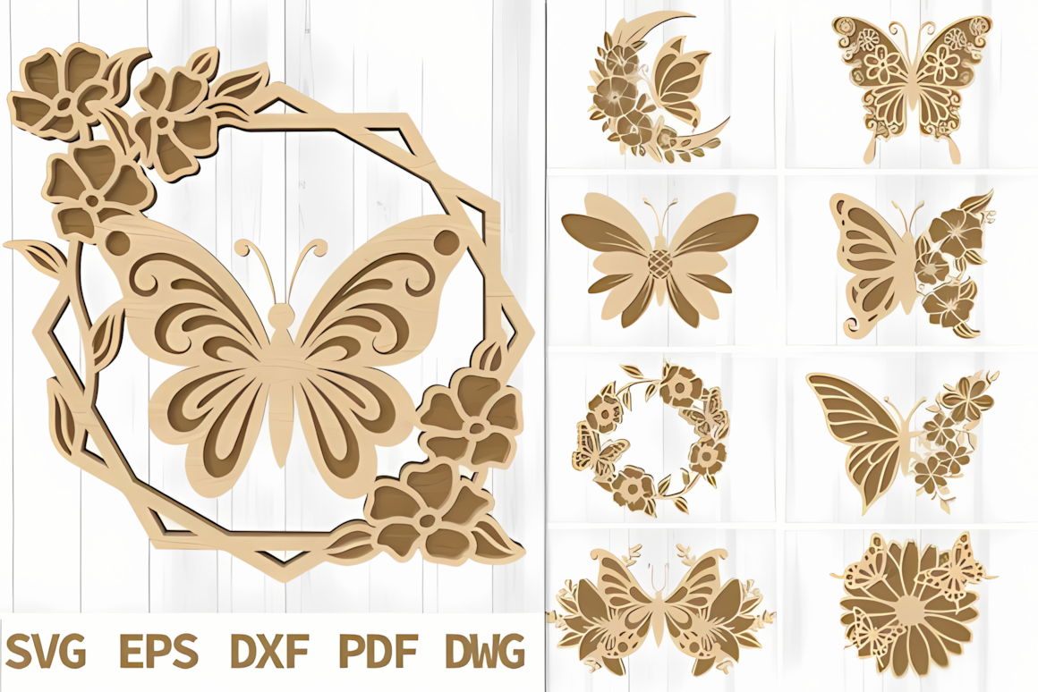 butterfly floral room decor laser