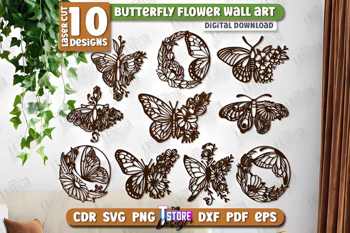 laser cut butterfly wall plaque bundle