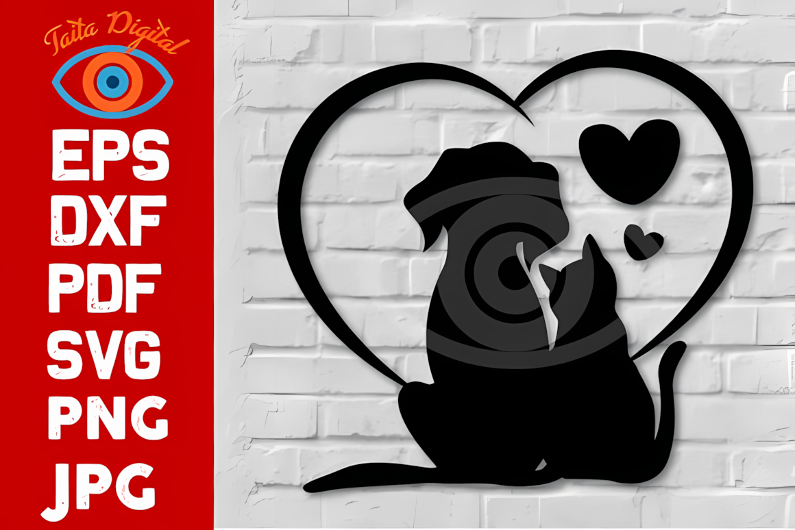 Cat and dog lover wall art decor laser cut svg file for pet owners
