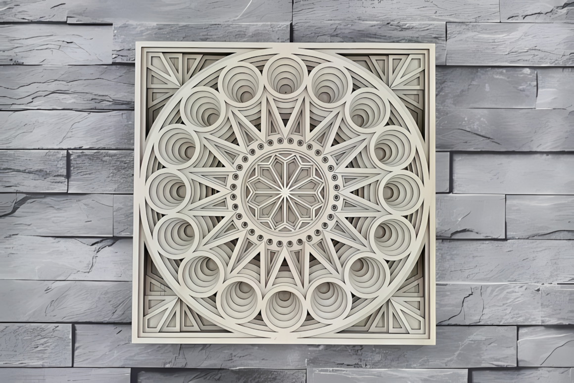 sunburst style mandala wall decor 3d laser cut template
