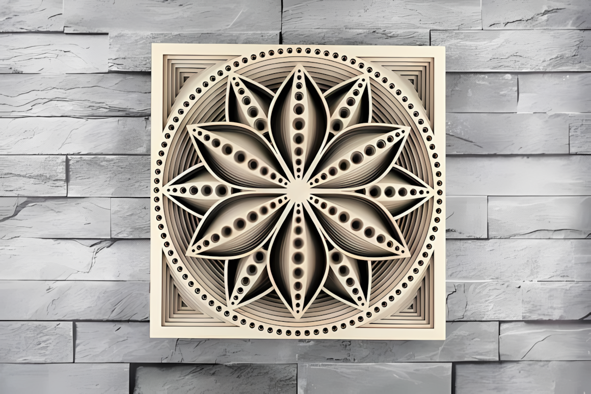 kaleidoscope 3d layered mandala wall art laser file