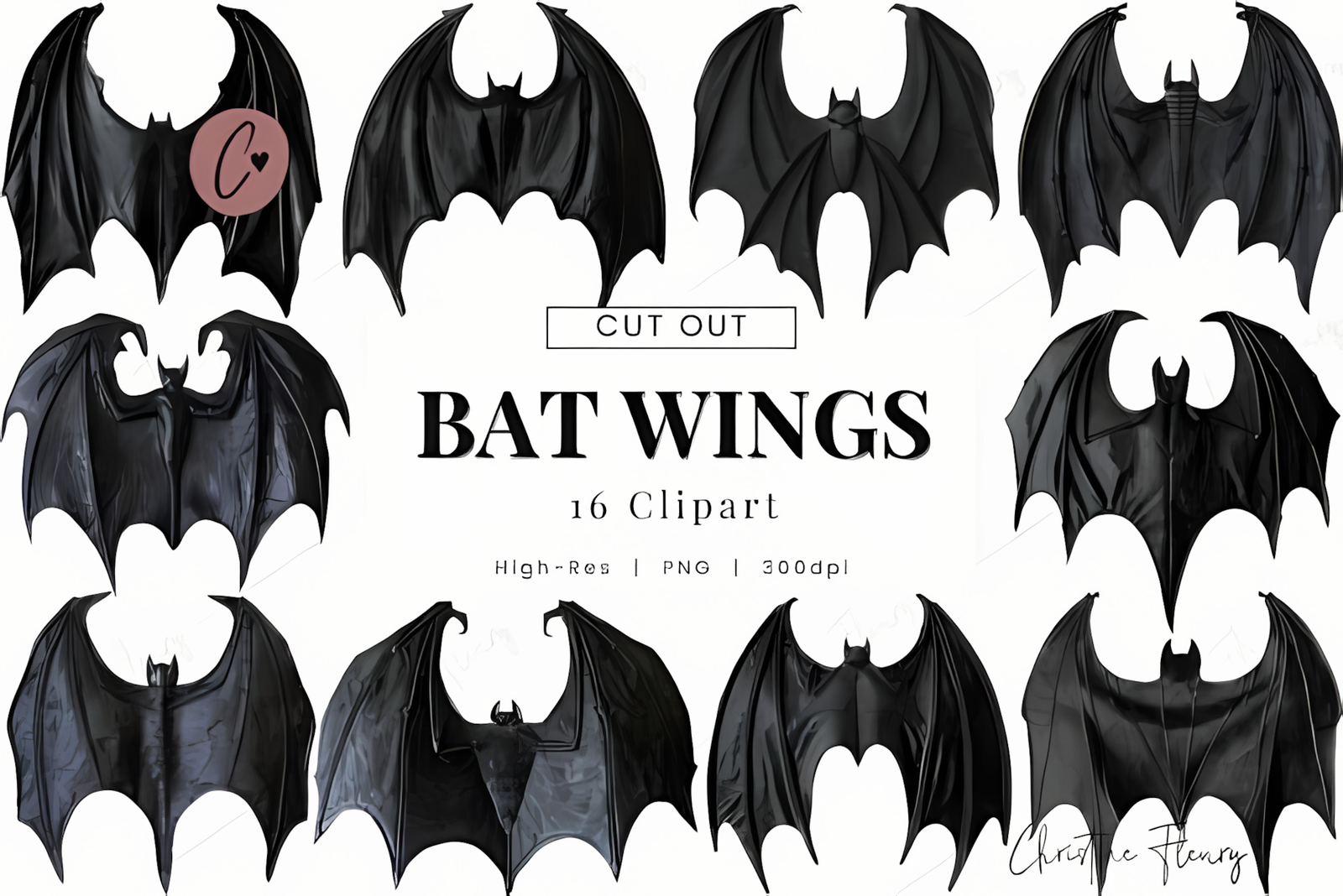 Halloween bat clipart cut out bat wings graphics on transparent background