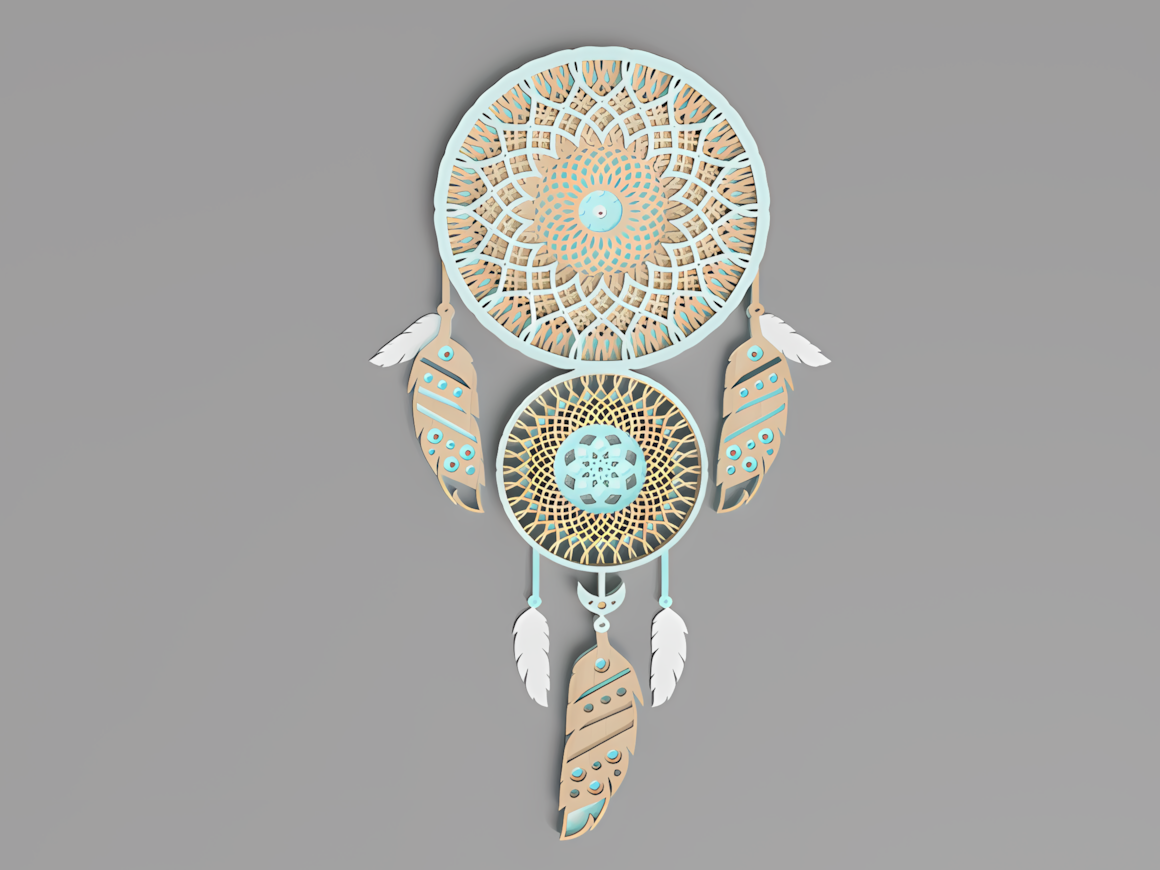 dream catcher 3d layered mandala wall decor laser cut vector