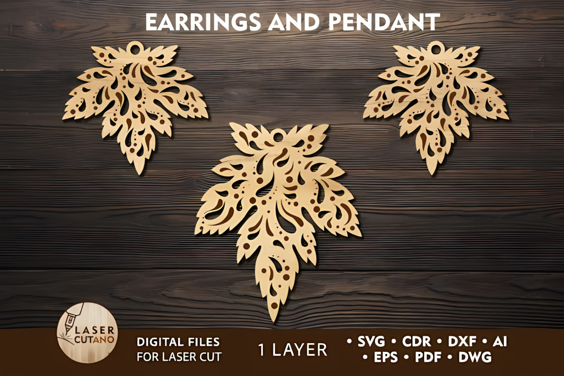 earrings cut template wooden accessories dxf file