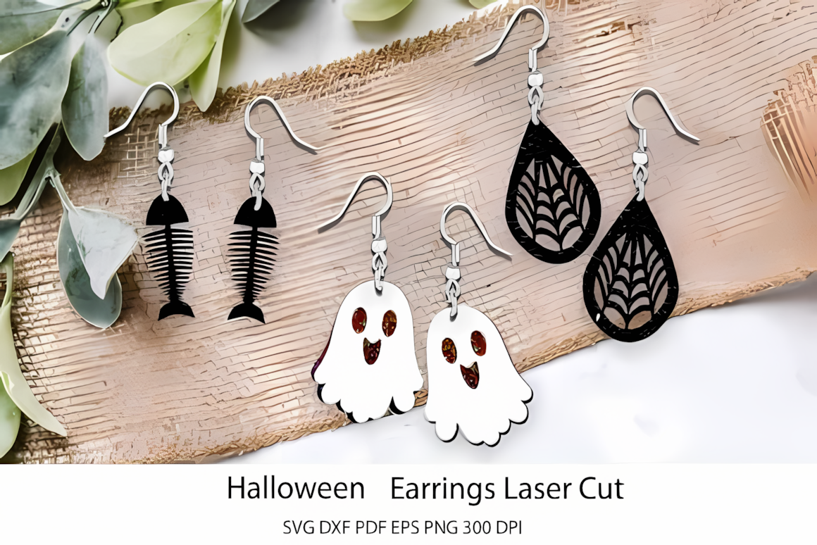 halloween earrings laser cut layout