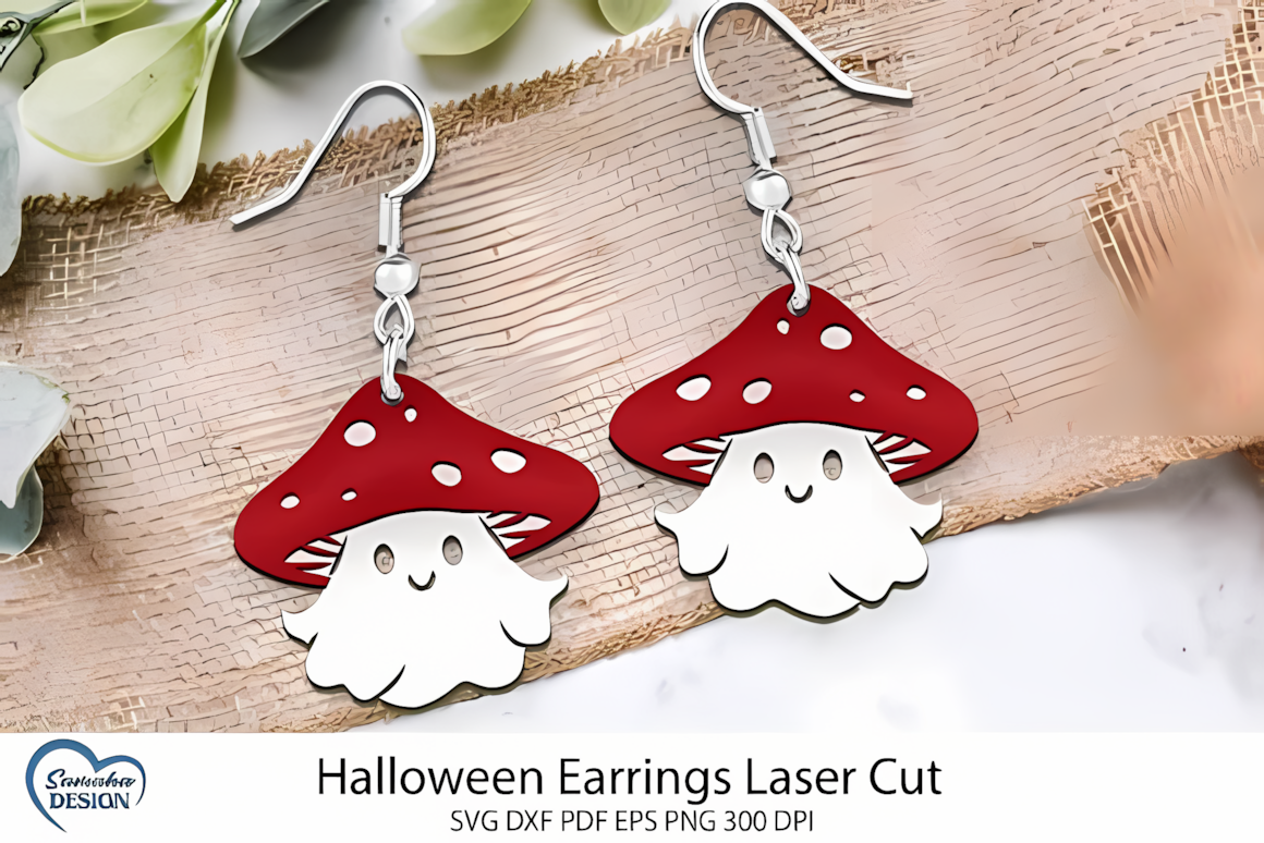 spooky earrings laser engraving