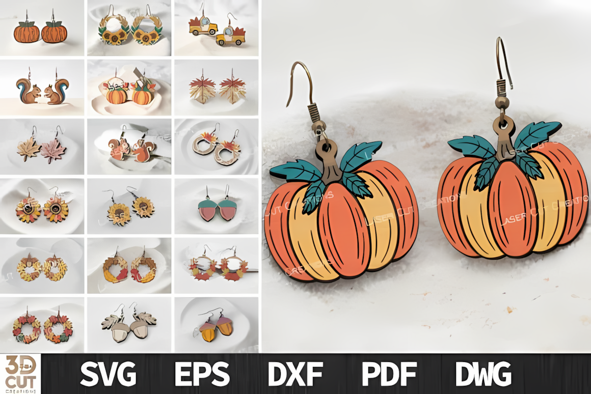 fall earring laser cut bundle svg commercial use