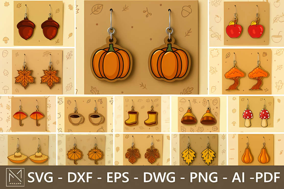 fall earrings svg bundle laser wood blanks