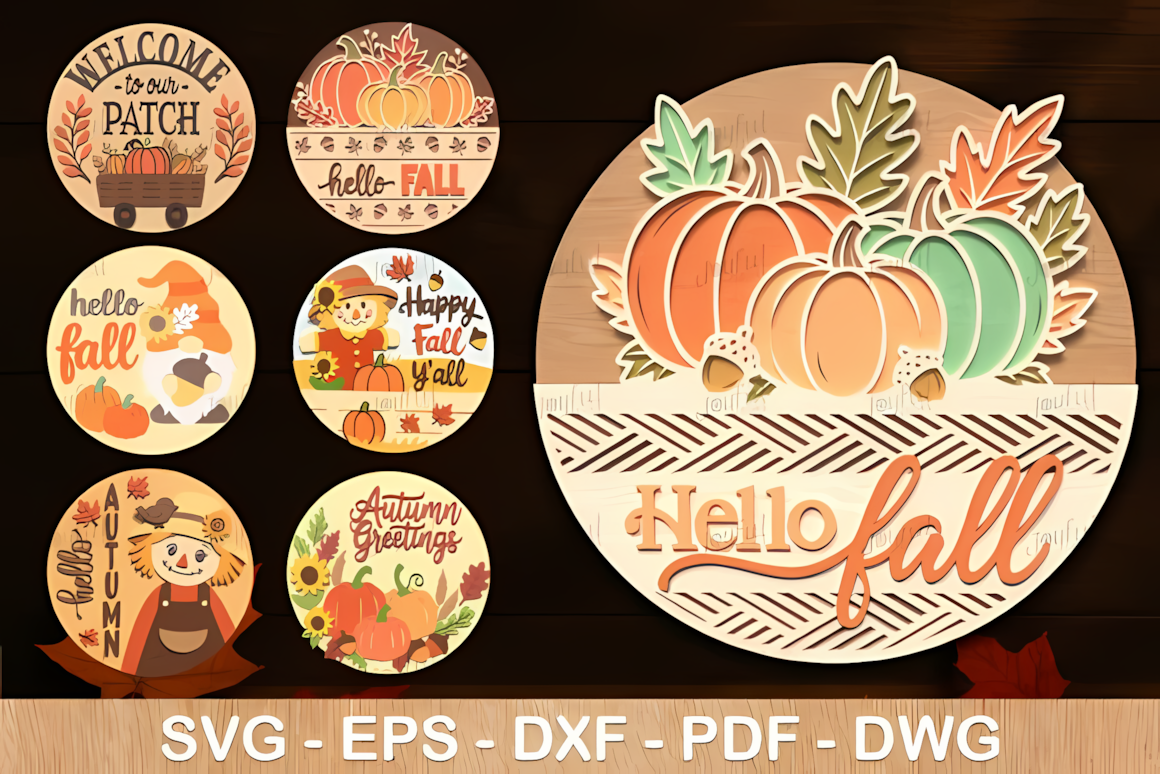 fall round door sign laser file