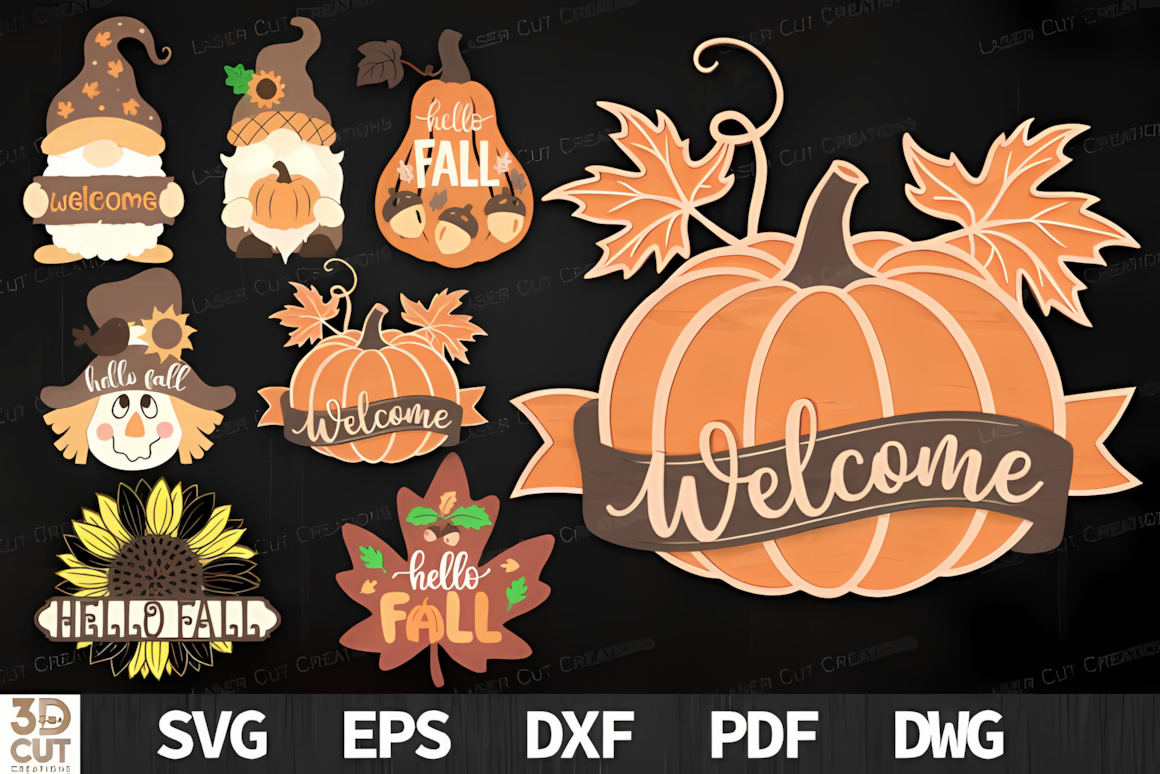 fall sign svg bundle laser cut
