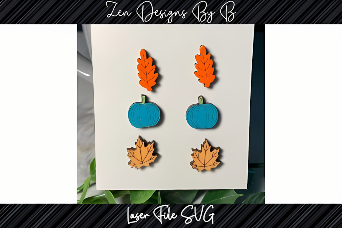 layered fall stud earring laser svg bundle