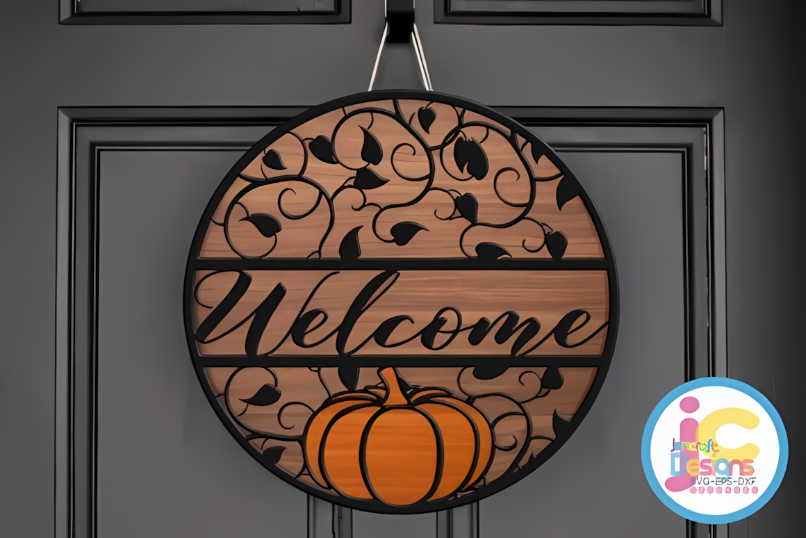 fall welcome porch sign pumpkin laser