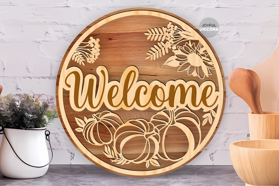 premium fall welcome sign laser cut