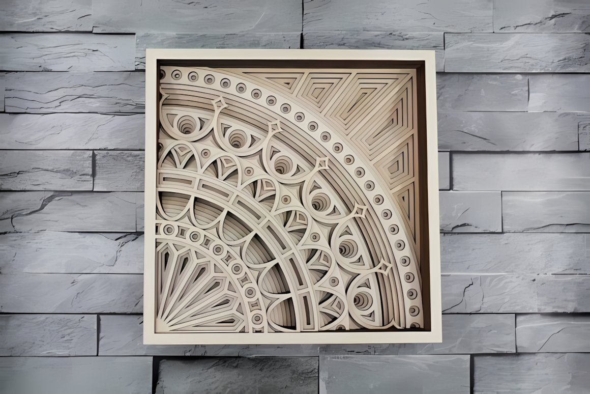 square sacred geometry mandala 3d wall hanging laser file