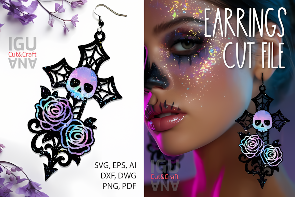 gothic style halloween earrings svg
