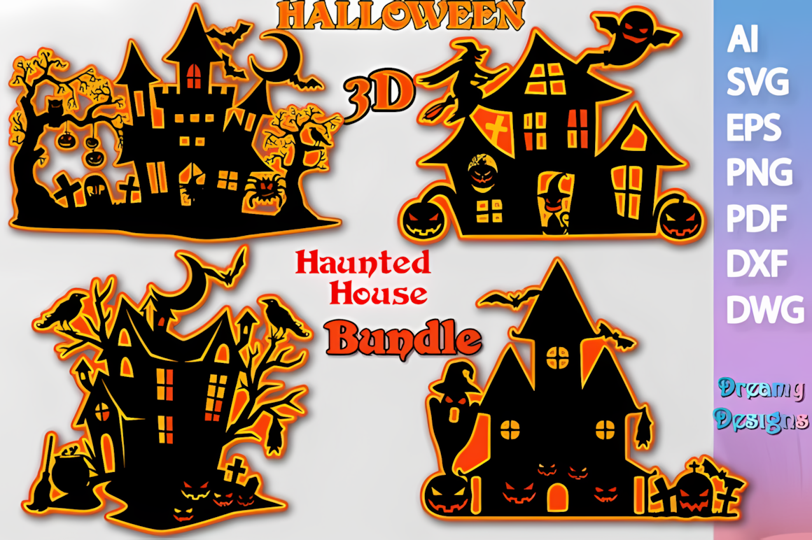 haunted house 3d laser cut bundle