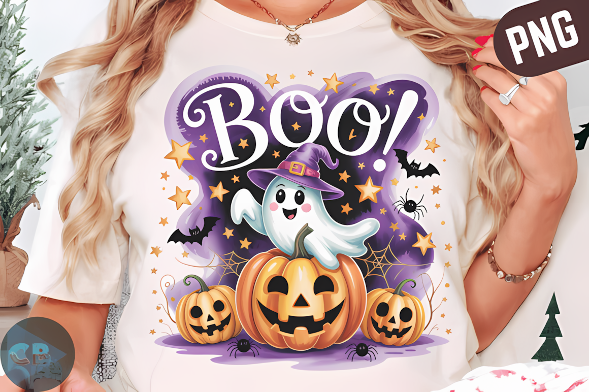 boo ghost and witch pumpkin cute halloween clipart