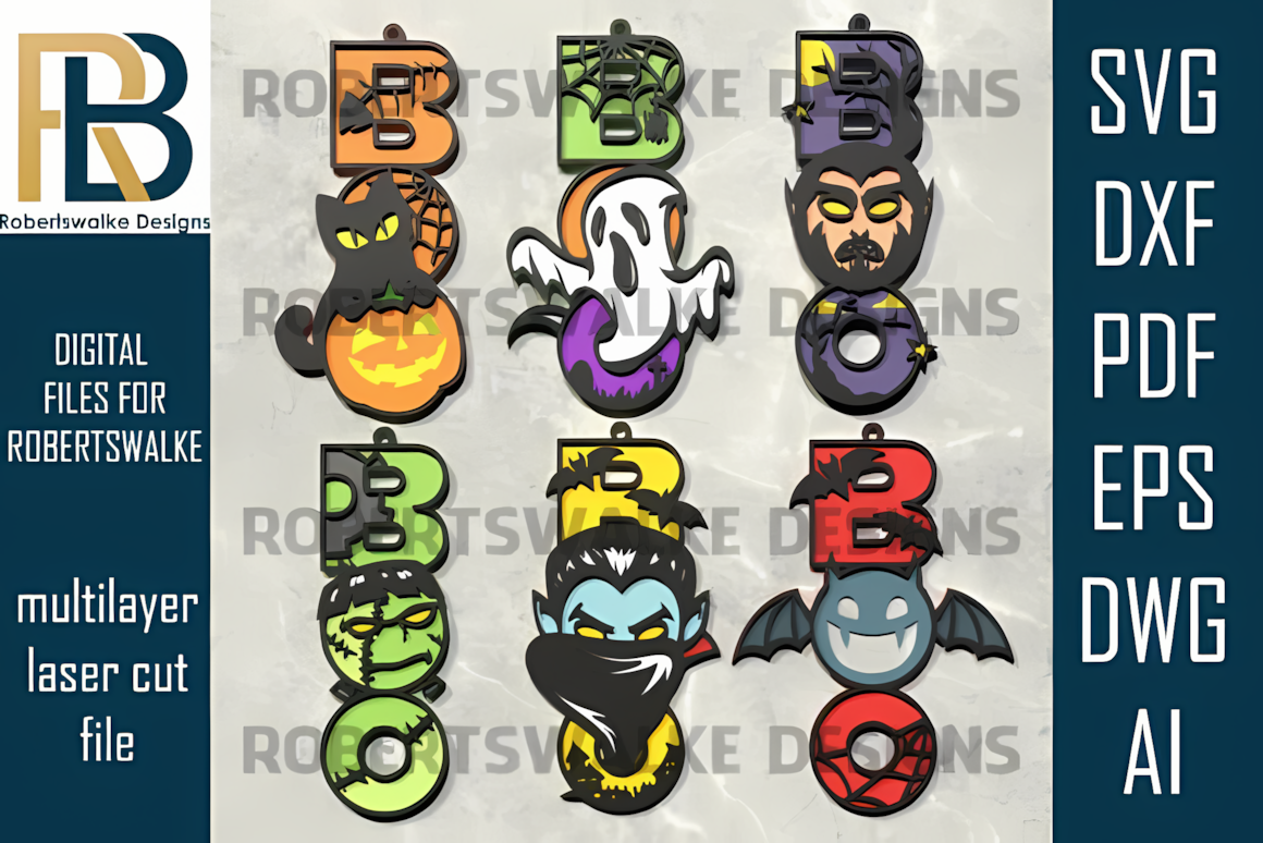 boo laser cut halloween ornaments template