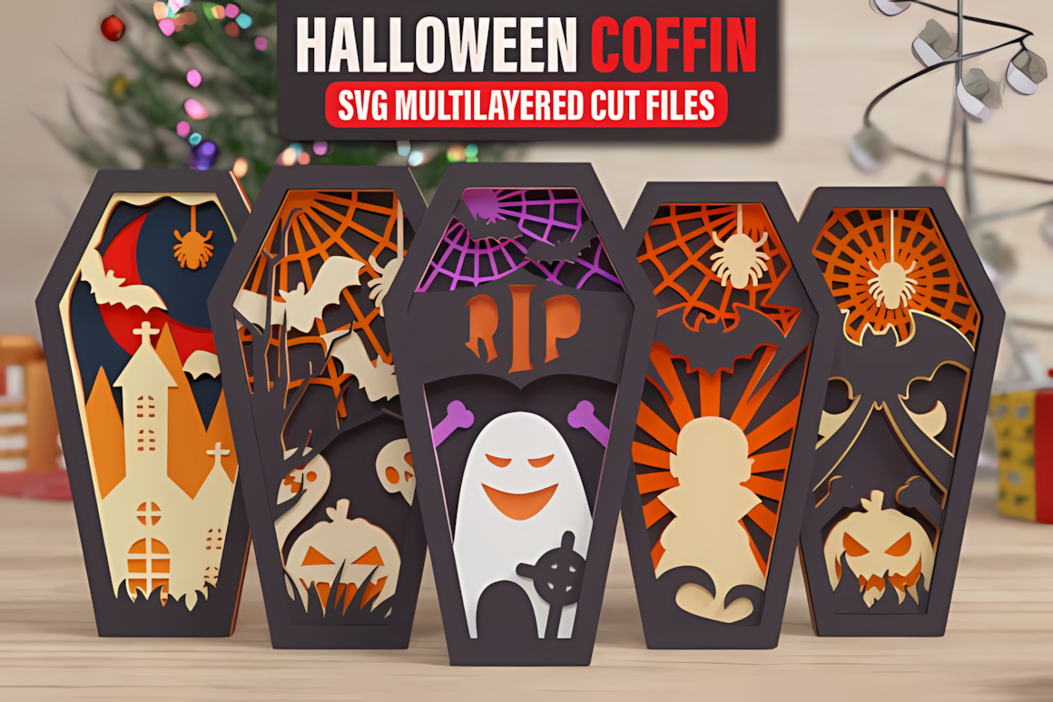 coffin bundle halloween wall art svg