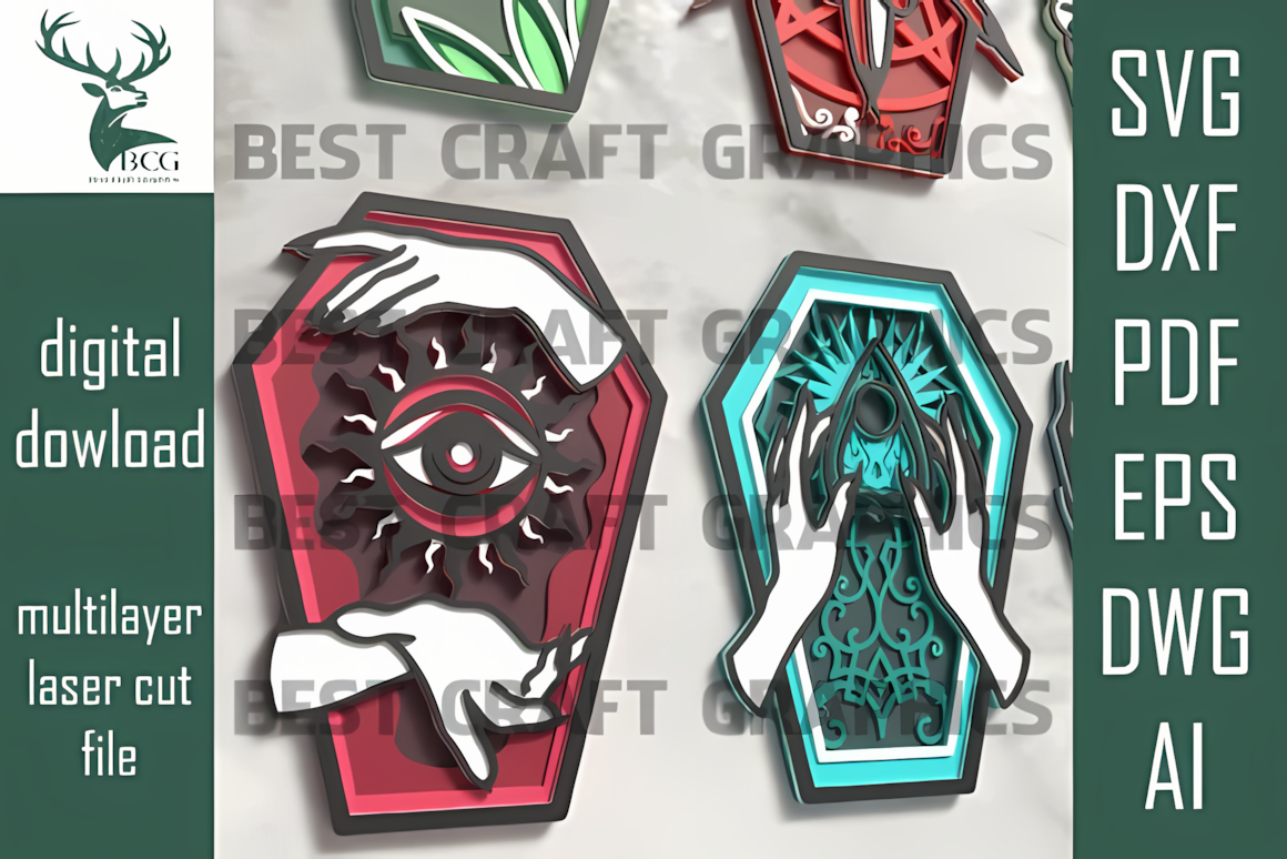 layered coffin halloween wall decor svg