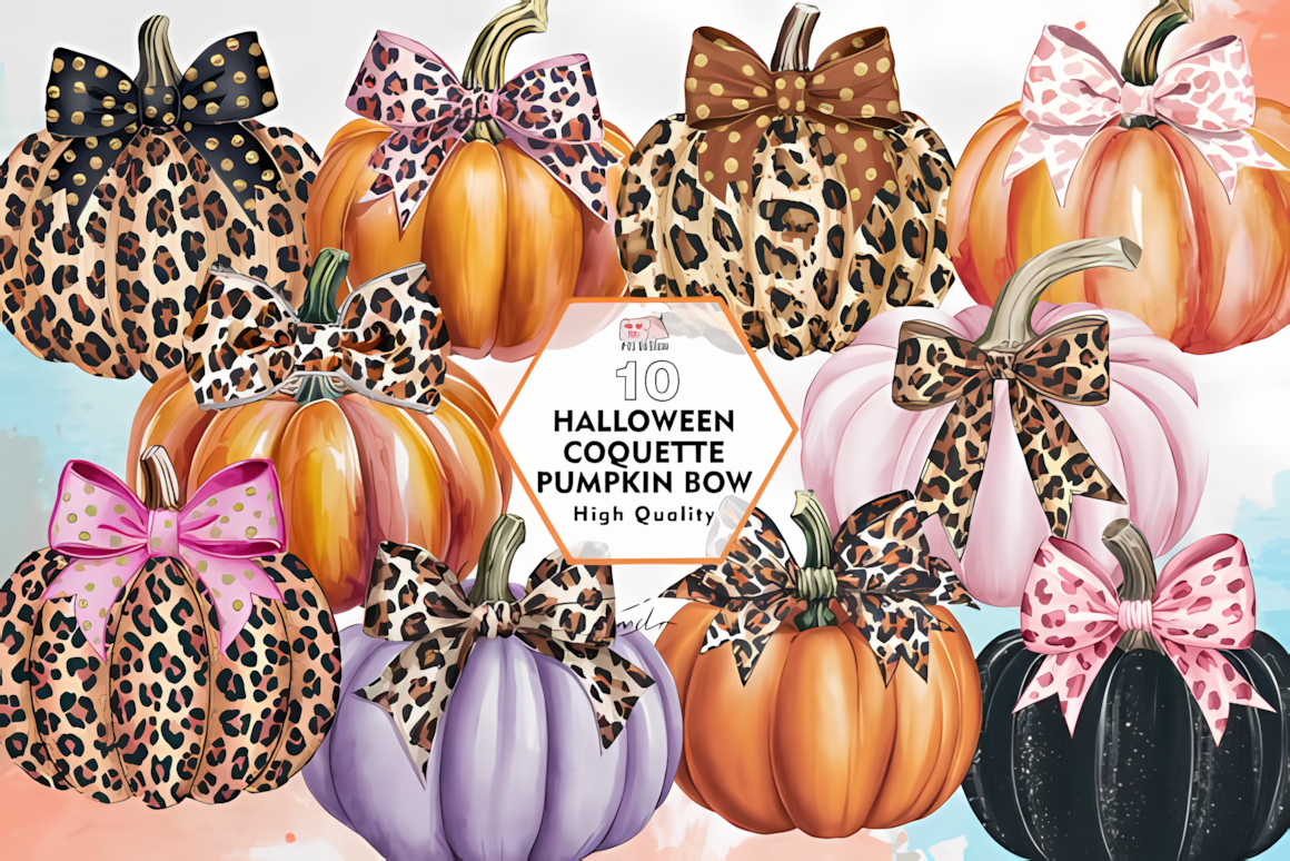 pink halloween pumpkin clipart png with coquette bow