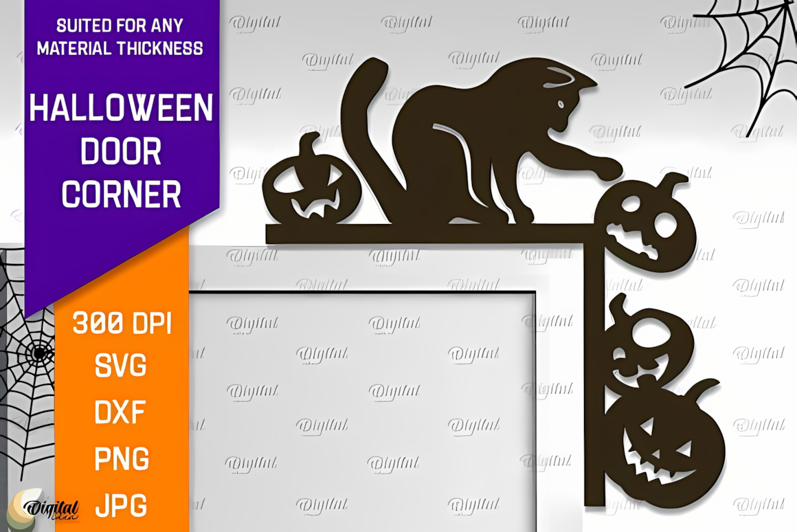 fall halloween door corner laser cut vector project
