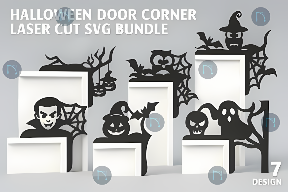 halloween door corner laser cut sign multi layer svg