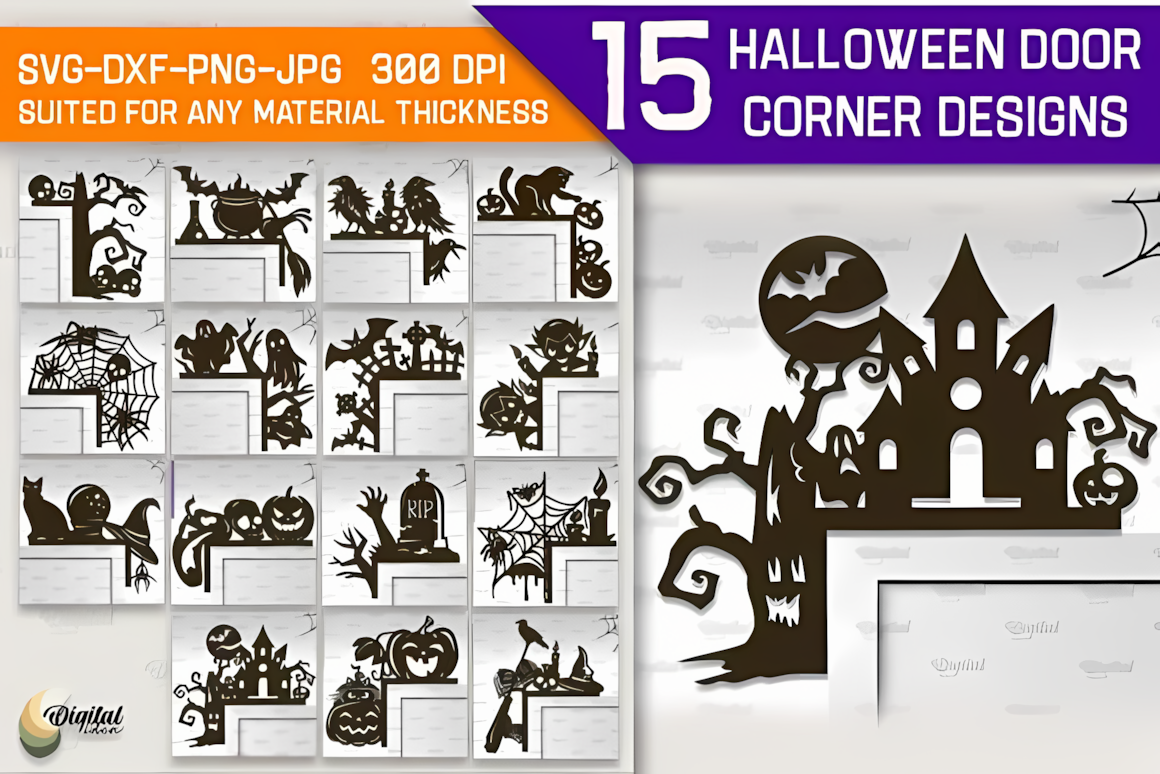 3d layered halloween door corner laser cut bundle