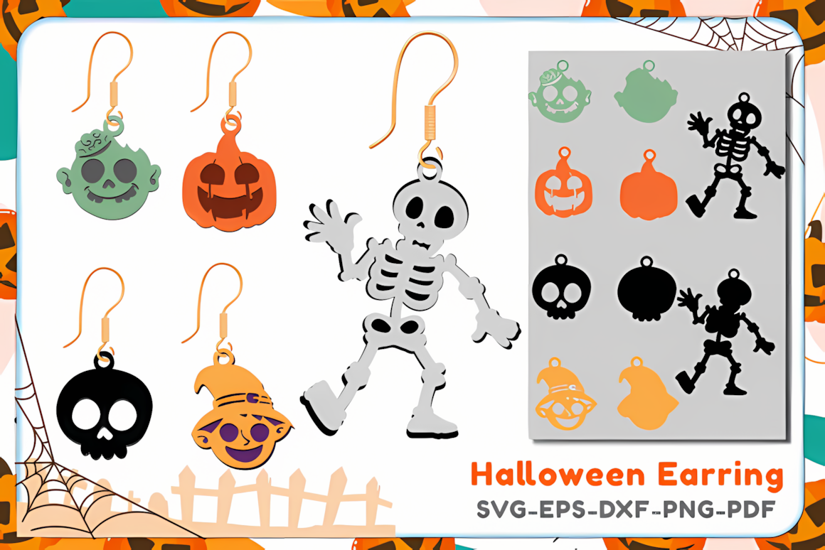 sugar skull earring template svg