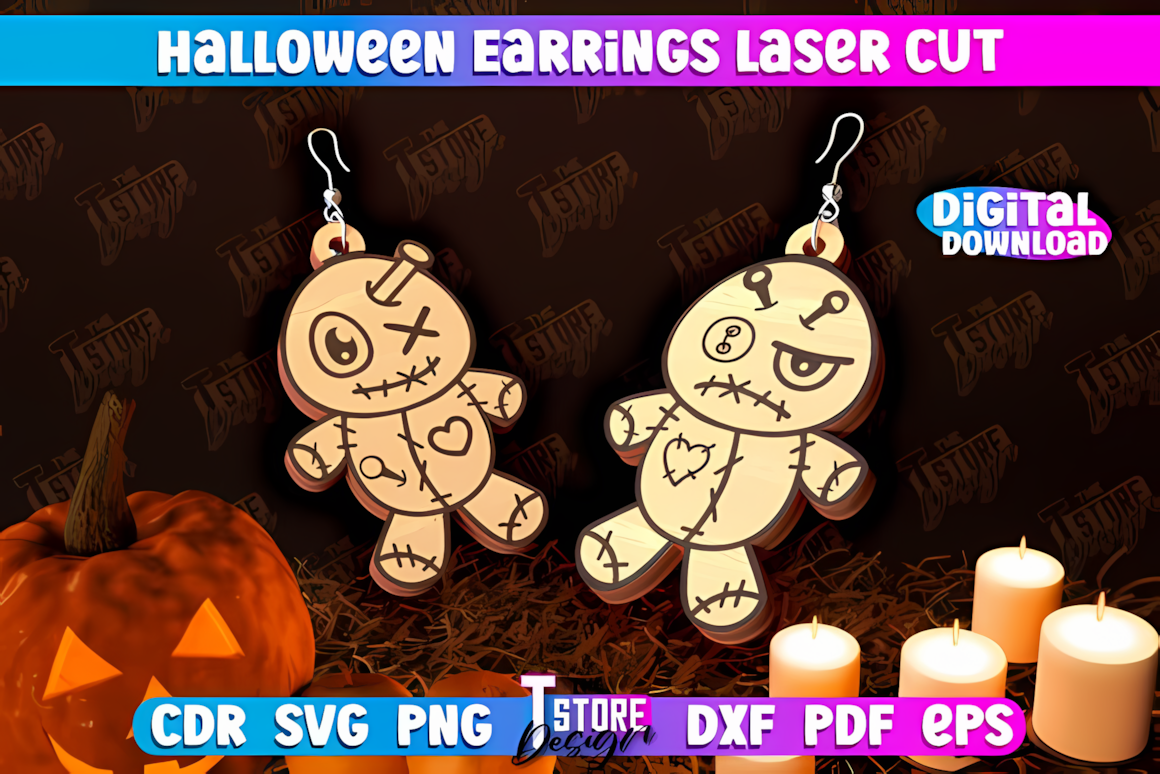 plywood halloween earring svg designs