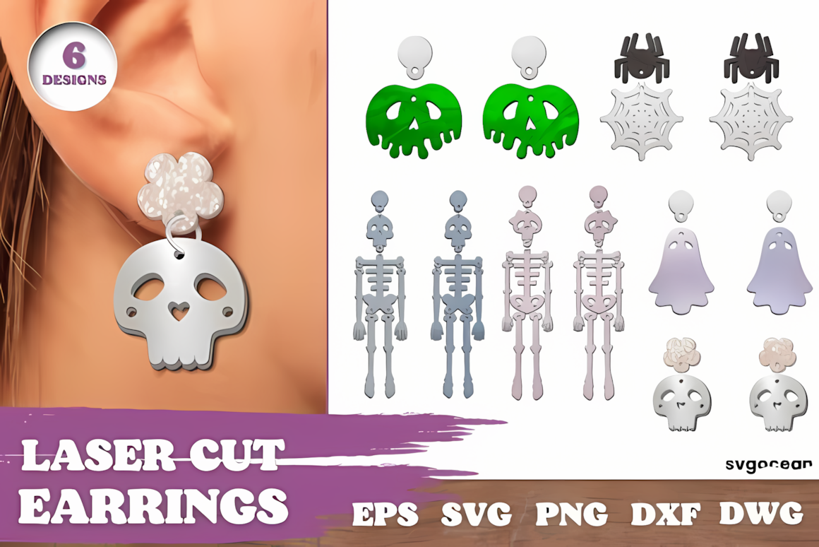 laser cut halloween acrylic earrings