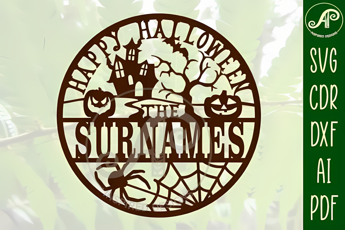 personalized family halloween hanging sign eps file