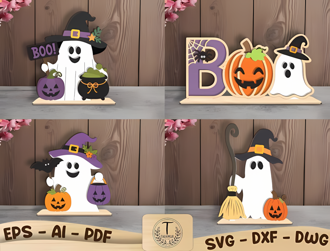 ghost halloween shelf sitter laser cut