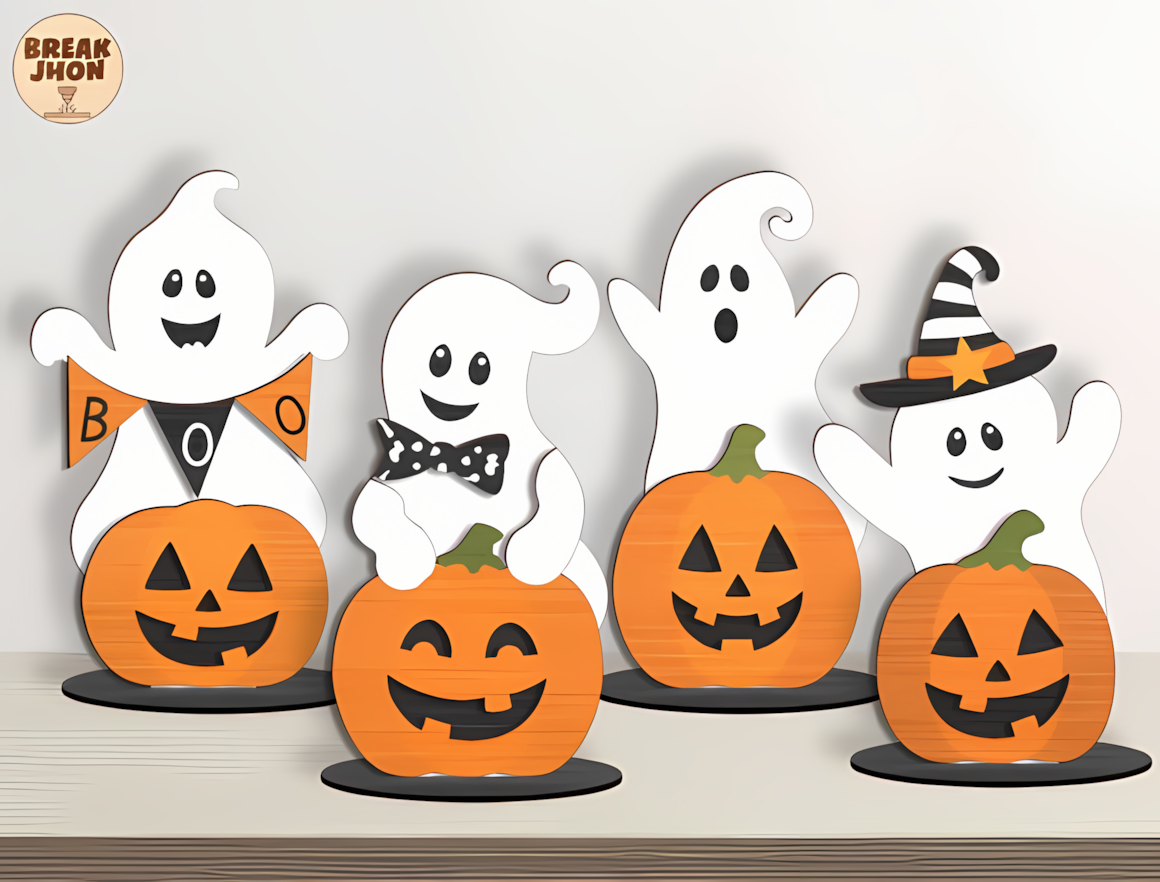 ghost laser cut halloween tabletop decor