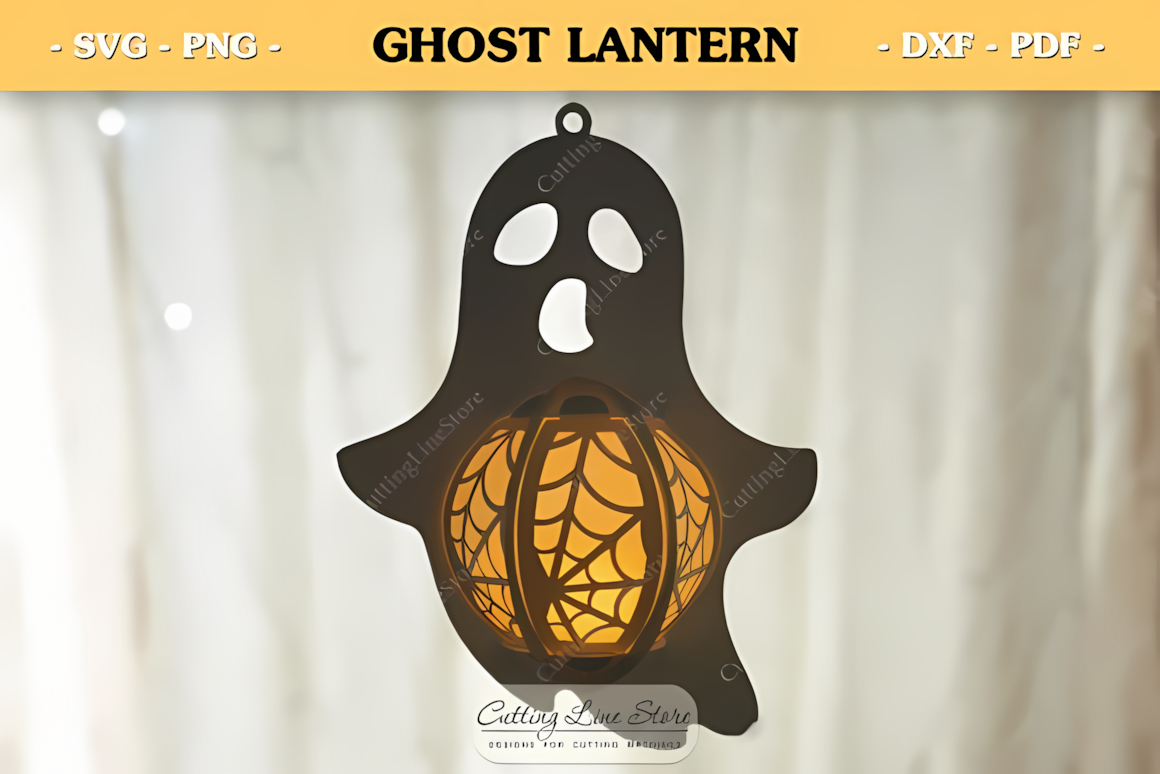 ghost lantern halloween hanging decor svg cut