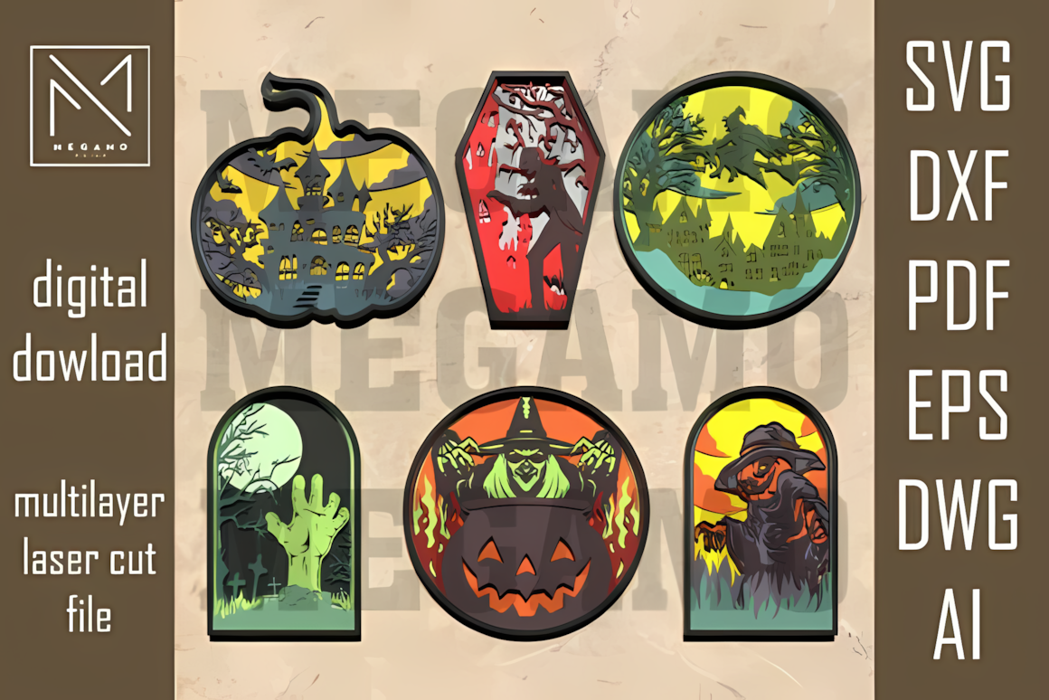 halloween wall decor laser cut bundle