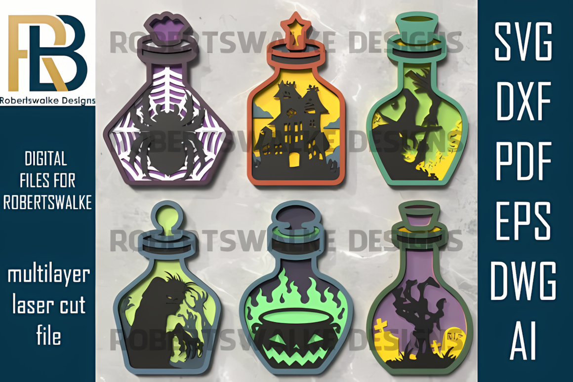 halloween potion bottle svg laser cut