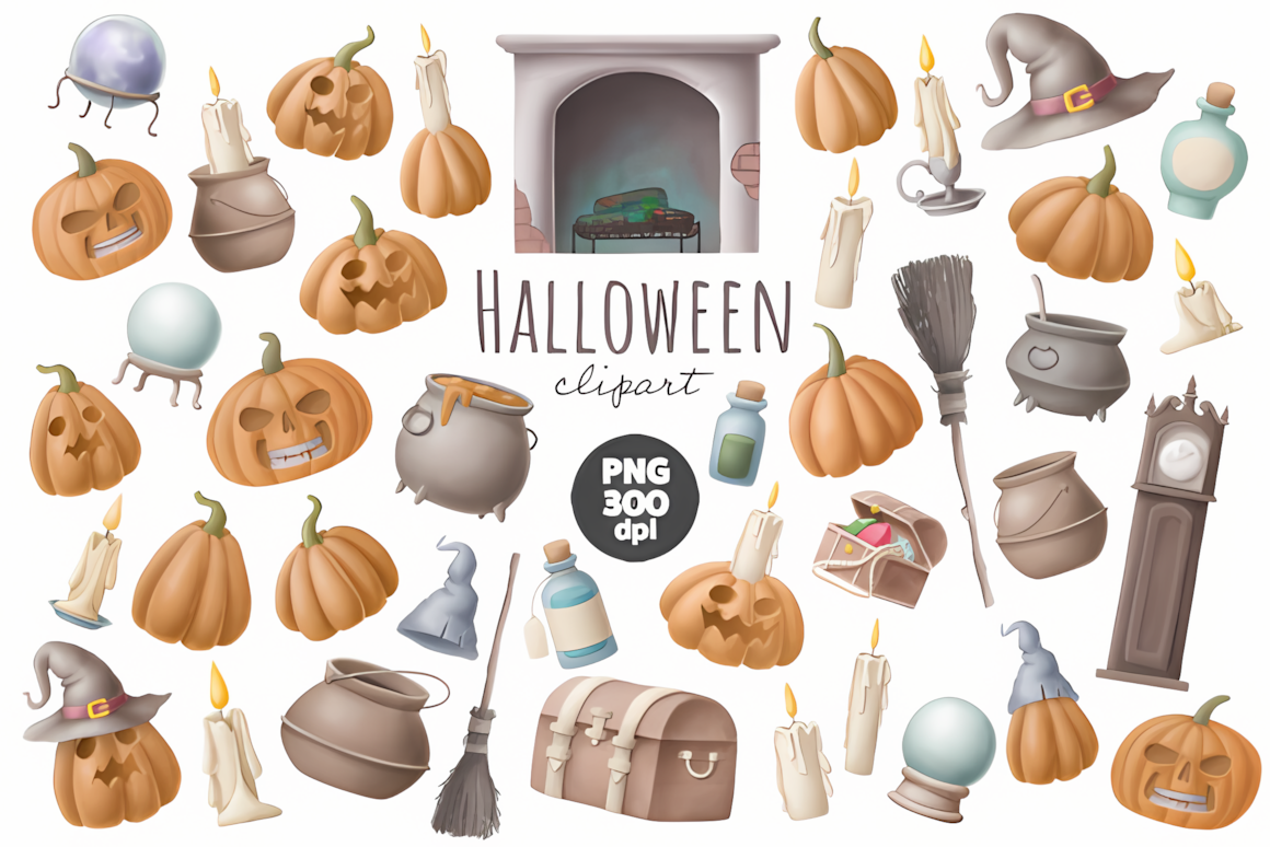 classic halloween pumpkin clipart illustration commercial use