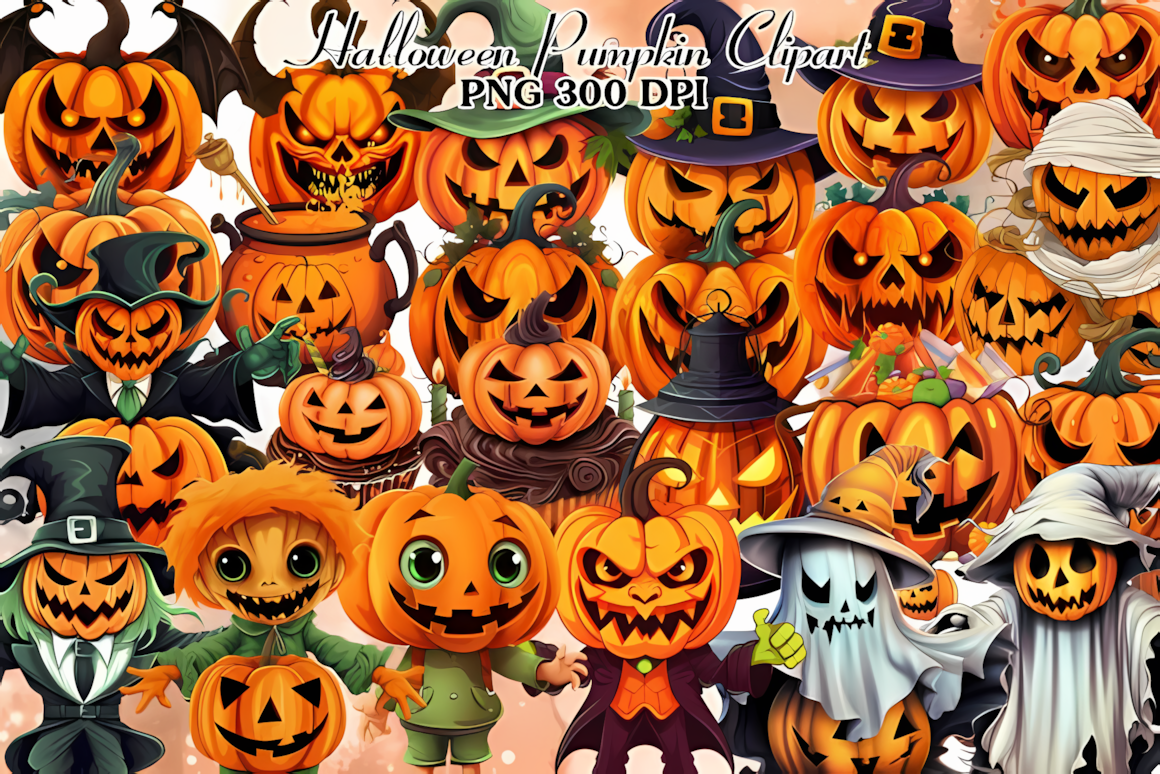 cute halloween pumpkin clipart for sublimation shirt design