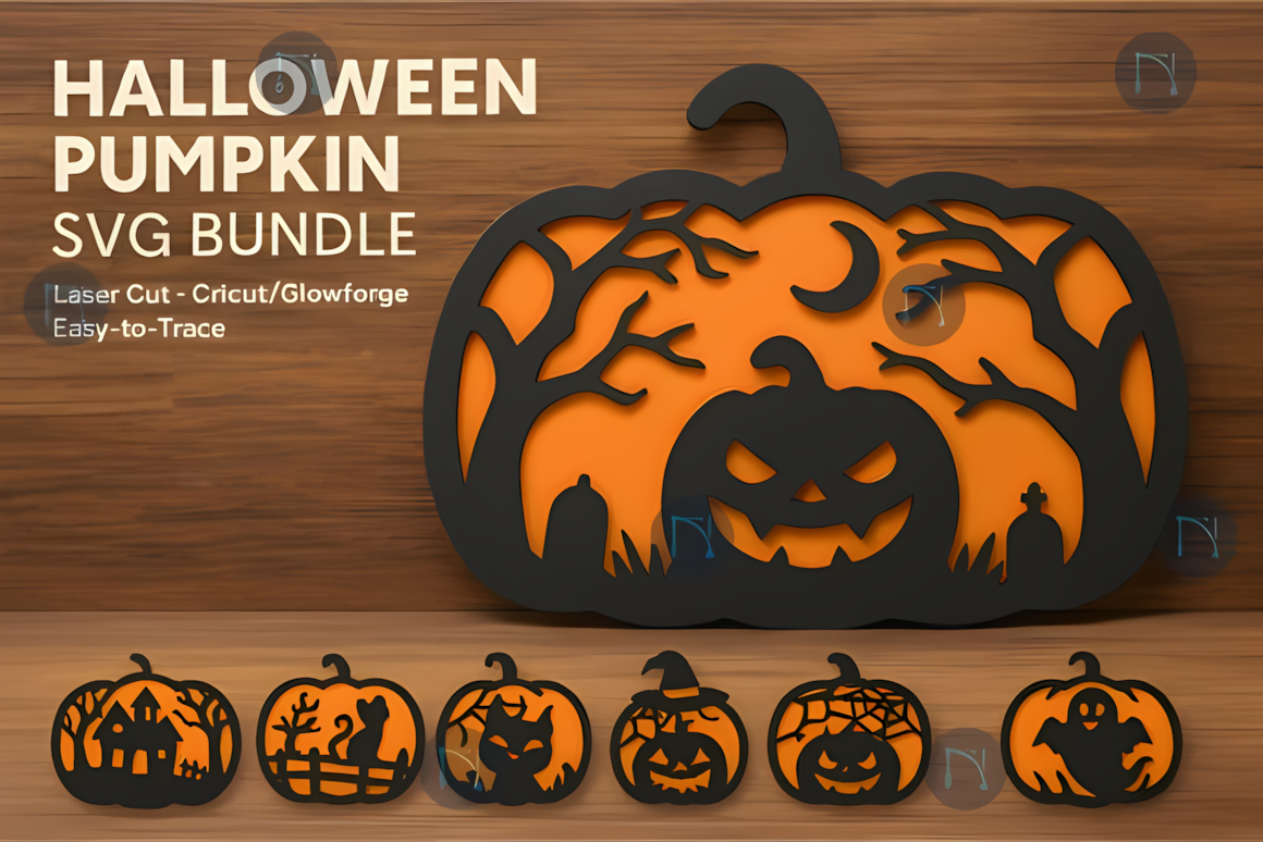 pumpkin silhouette halloween hanging decor vector