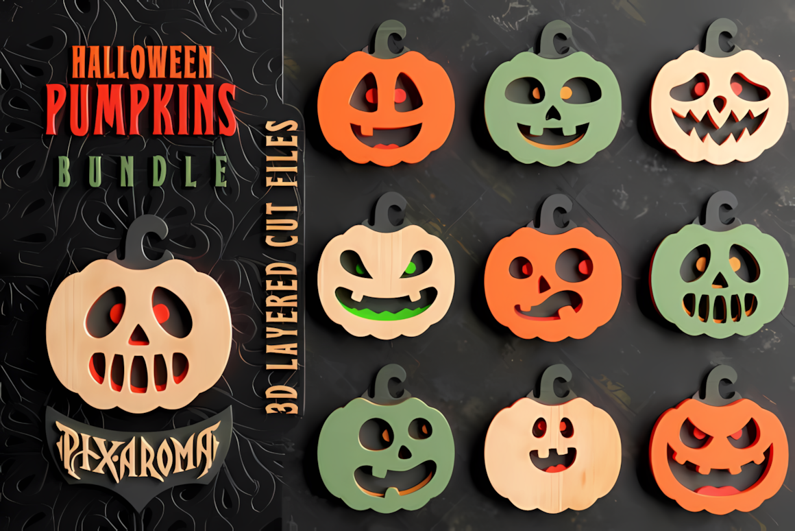 multi-layered 3d layered halloween ornament cut file