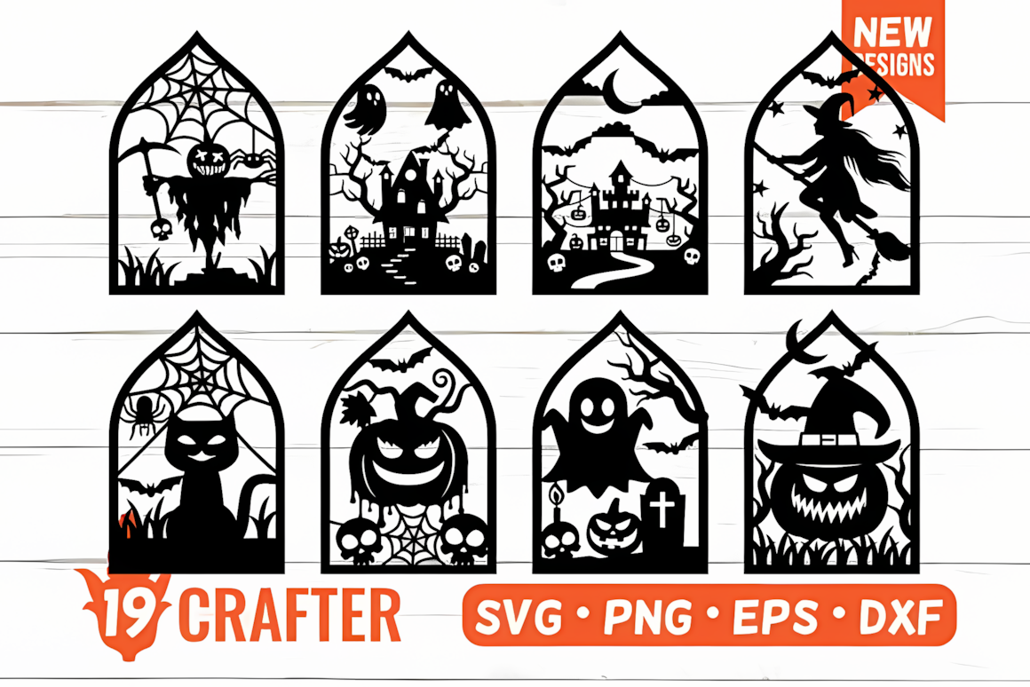 halloween door hanger laser cut scenes