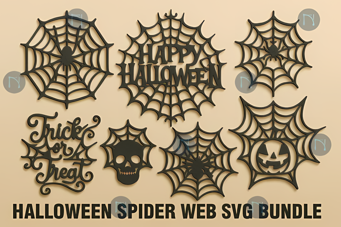halloween spider web wall art laser